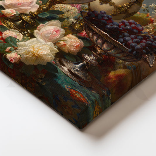 Golden Elegance Still Life Canvas Artwork for Living Room