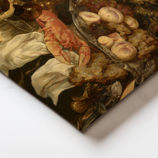 Golden Table Still Life Canvas Artwork for Living Room