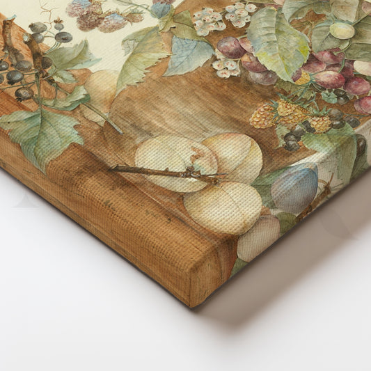 Botanical Berries and Fruits Canvas Artwork for Dining Room