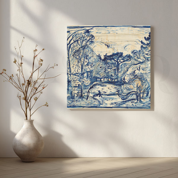 Blue Willow Park Sketch Canvas Artwork