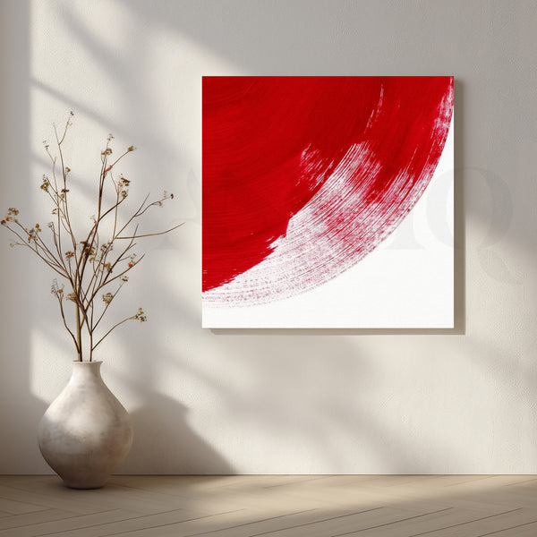 Zen Scarlet Arc Canvas Artwork