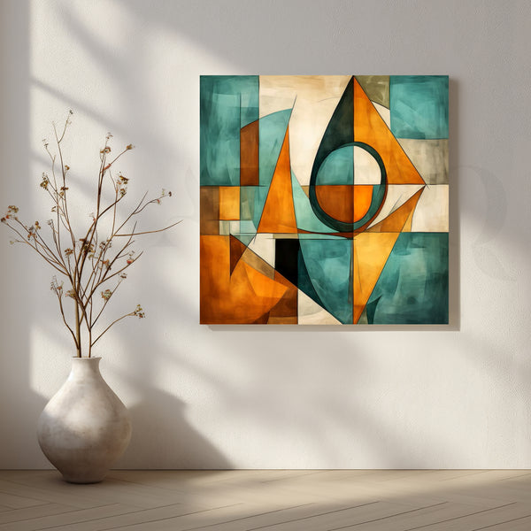 Teal and Amber Canvas Artwork