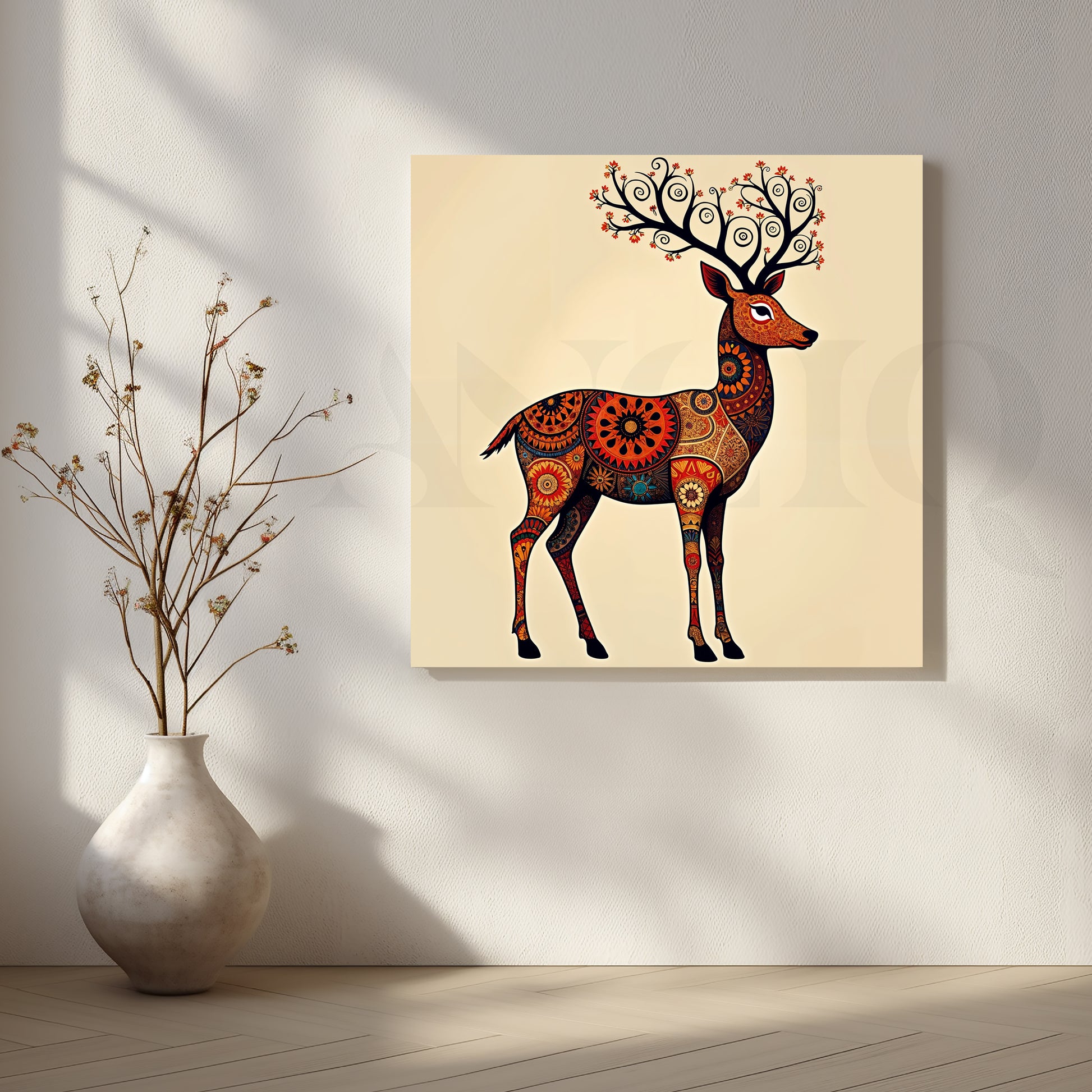 Mandala Stag Canvas Artwork for Living Room