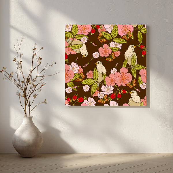 Tropical Birds and Blossoms Canvas Artwork