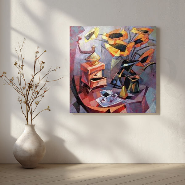 Cubist Coffee Table Still Life Canvas Artwork