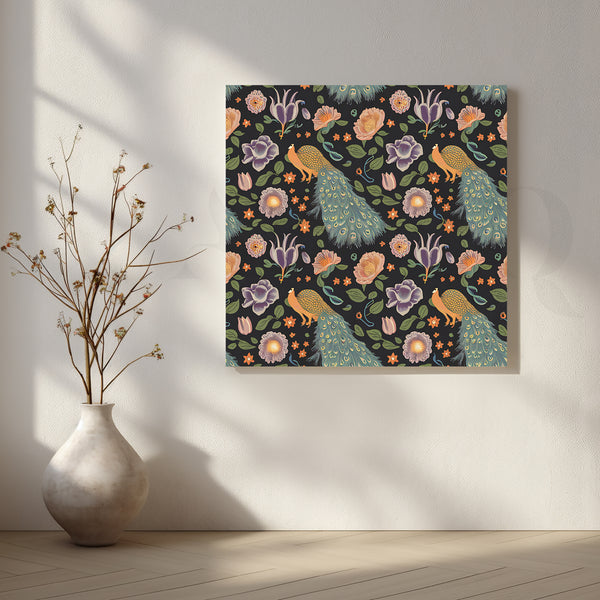 Golden Peacocks Canvas Artwork