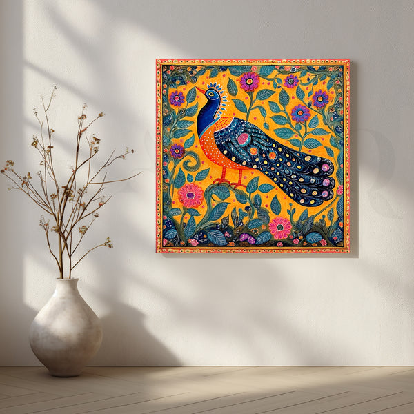 Majestic Peacock in Garden Canvas Artwork