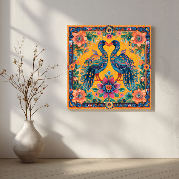 Twin Peacocks of Harmony Canvas Artwork