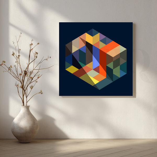 Modern Isometric Cube Canvas Artwork