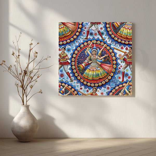 Garba Celebration Mandala Canvas Artwork