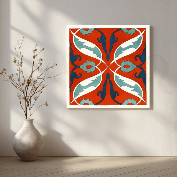 Moroccan Red Tile Pattern Canvas Artwork