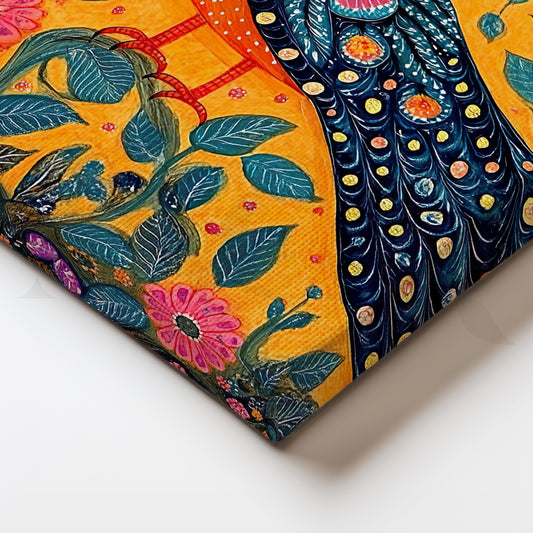 Majestic Peacock in Garden Canvas Artwork for Living Room