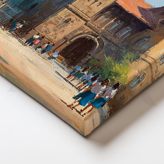 Vintage School Courtyard Canvas Artwork – Heritage Architecture Wall Art for Home & Office