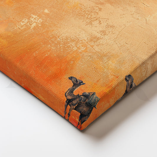 Golden Caravan’ Canvas Artwork for Entryway or Dining Room