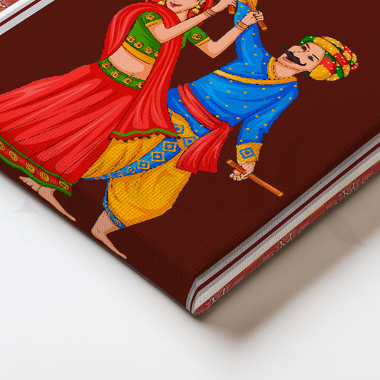 Garba Couple Folk Dance Canvas Artwork