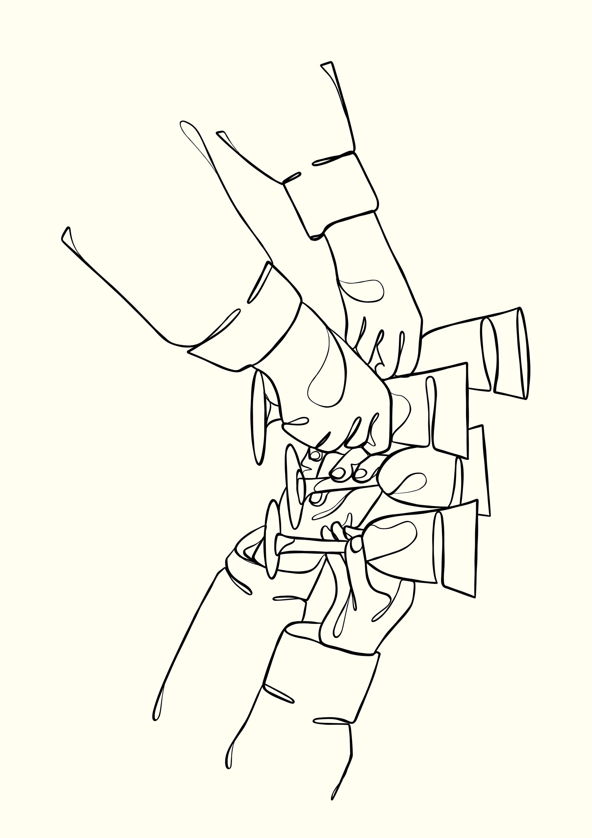 sketch of hands holding together wall poster anciq
