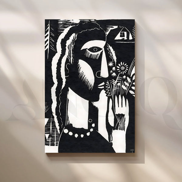 Black and White Abstract Woman Canvas Artwork (Ready to Ship)