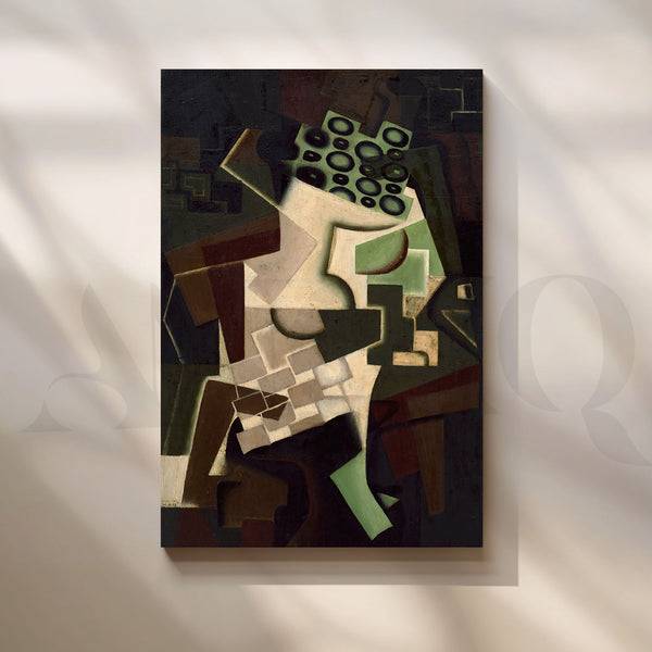 Dark Green Cubist Abstract Canvas Artwork (Ready to Ship)