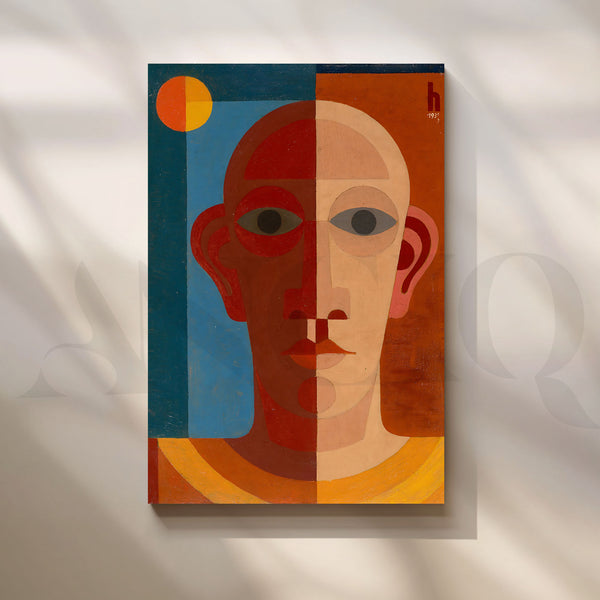 Bauhaus Geometric Face Canvas Artwork (Ready to Ship)