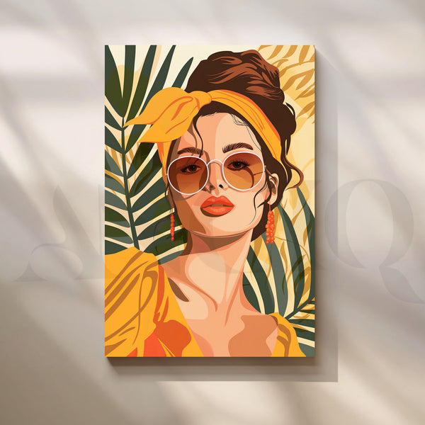 Golden Summer Muse Woman Portrait Canvas Artwork (Ready to Ship)