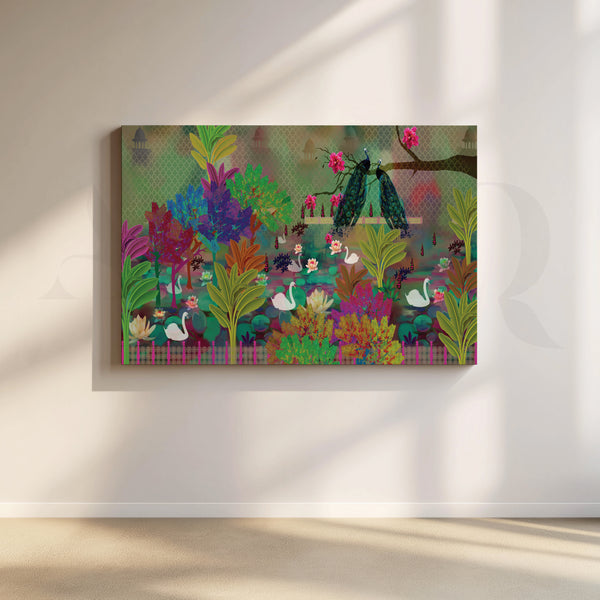 Peacocks and Paisleys Canvas Artwork