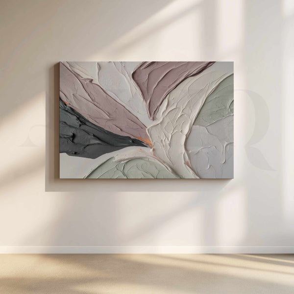 Soft Textured Abstract Impasto Canvas Artwork in Neutral Tones