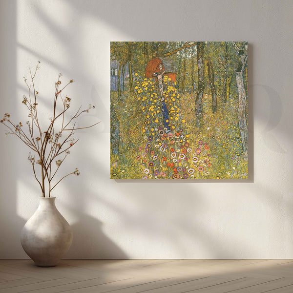 Gustav Klimt Garden Woman Floral Canvas Artwork