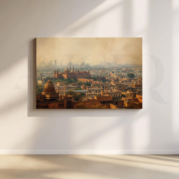Delhi Heritage Skyline Canvas Artwork