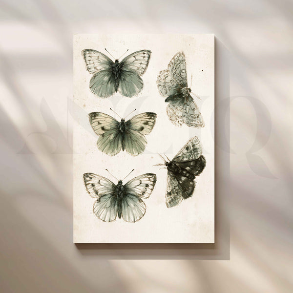 Sage Green Butterfly Collection Canvas Artwork