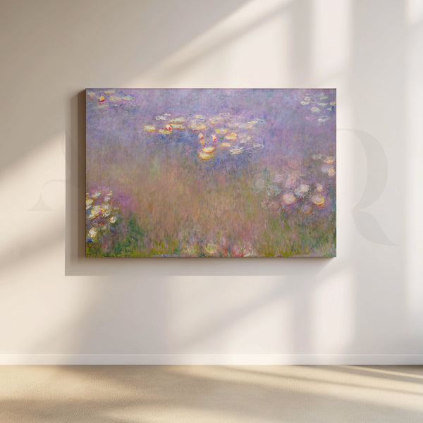 Water Lilies in Lavender Haze Canvas Artwork