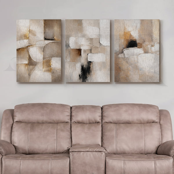 Earthy Textured Abstraction Gallery Wall – Set of 3 Contemporary Artworks - 18 x 24 Inches