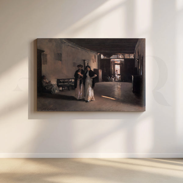 Spanish Cloister Stroll Canvas Artwork