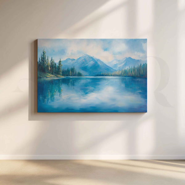 Framed Alpine Lake Canvas Artwork