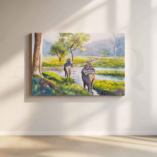 Elephant Trail Landscape Canvas Artwork