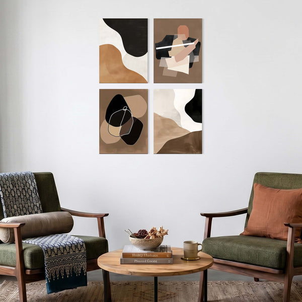 Neutral Abstract Forms Gallery Wall Set of 4