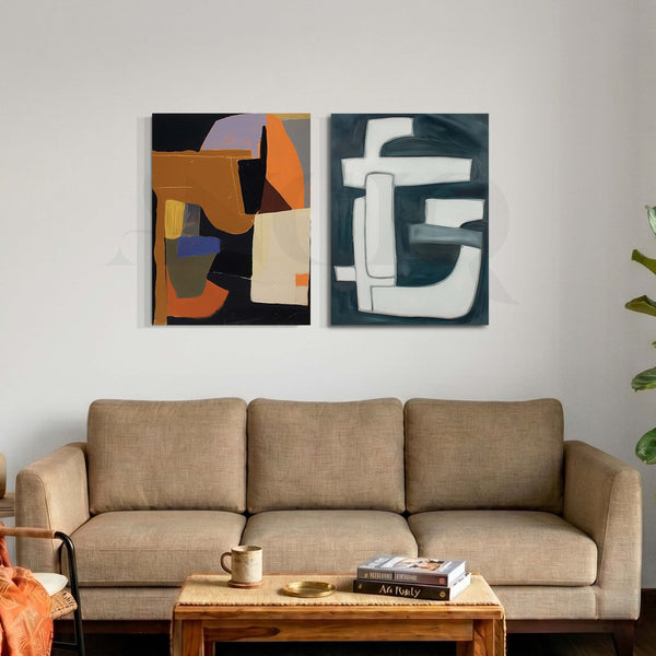 Modern Block Abstract Gallery Wall Set of 2