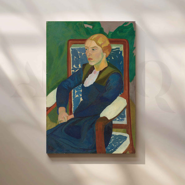 Portrait in Blue – Vintage Seated Woman Canvas Artwork