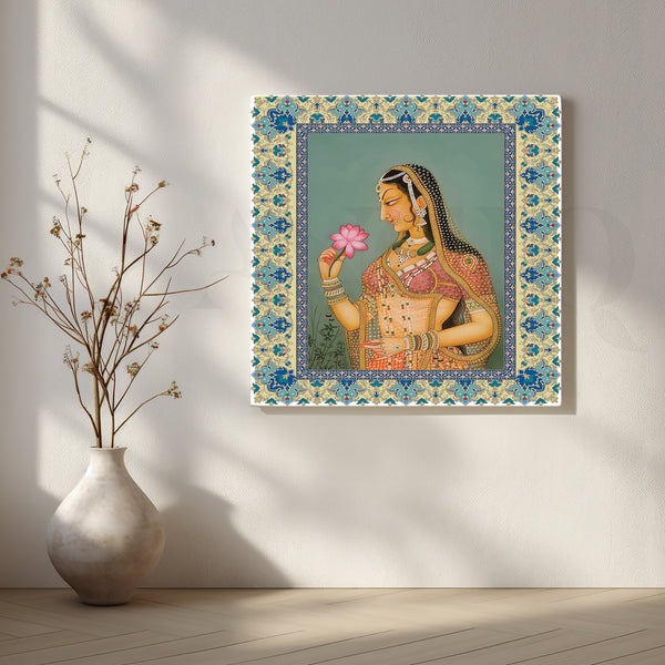 Noblewoman Adorned with Lotus in Hand Artwork
