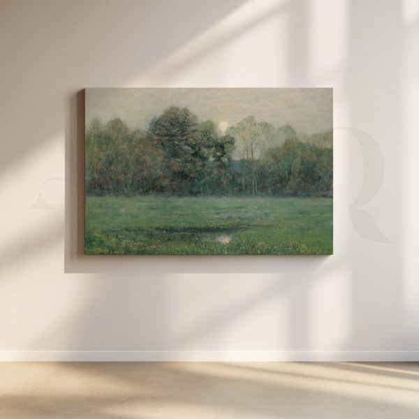 Misty Green Meadow Canvas Artwork