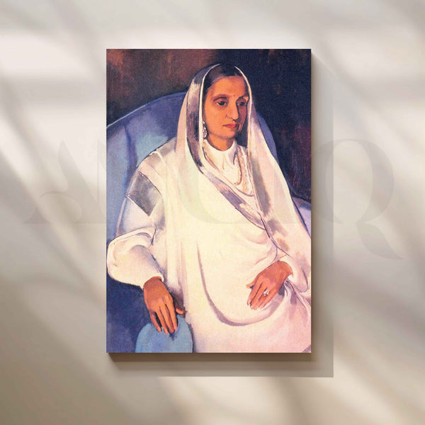Amrita Sher-Gil in White Sari Canvas Artwork