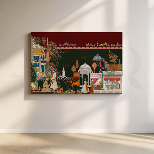 Exquisite Mughal Garden Scene Artwork