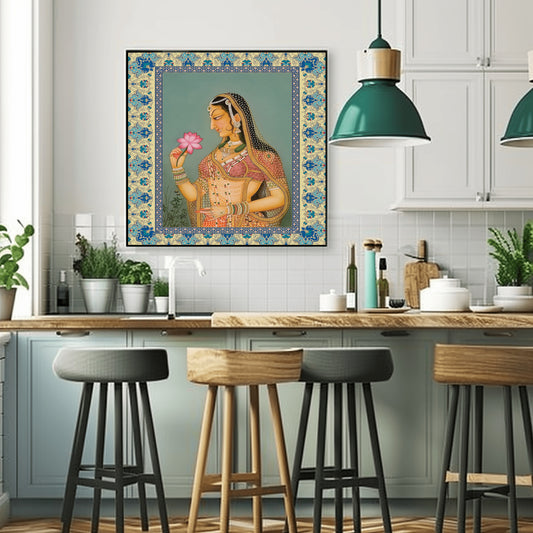 Royal Grace: A Noblewoman Adorned with Lotus in Hand