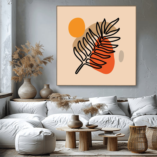 Bold Minimalism: Abstract Leaf and Geometric Shapes