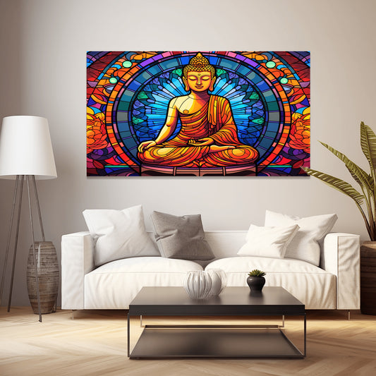 Vibrant Canvas Painting of Buddha for Tranquil Zen Decor
