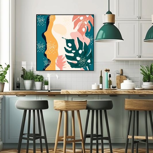 Vibrant Tropical Abstraction with Bold Shapes and Playful Patterns