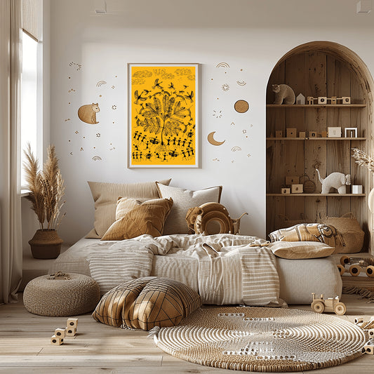 Warli Whimsy Canvas Wall Painting
