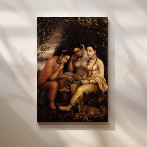 Shakuntala Patra-Lekhan by Raja Ravi Varma Canvas Artwork