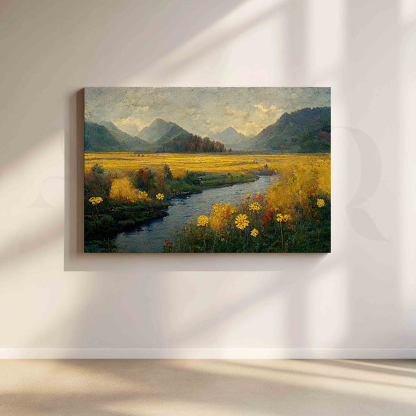 Mountain Meadow River Canvas Artwork