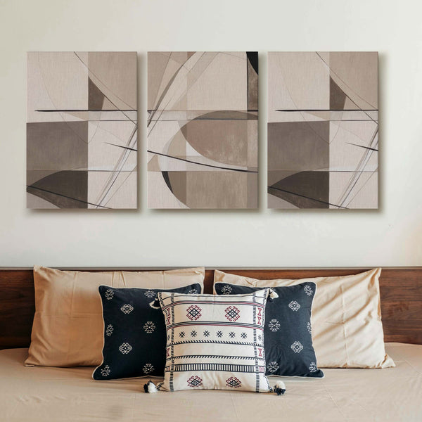 Neutral Geometric Abstract Gallery Wall Set of 3 - 18 x 24 Inches