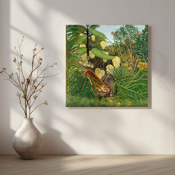 Tiger in Tropical Jungle Botanical Canvas Artwork